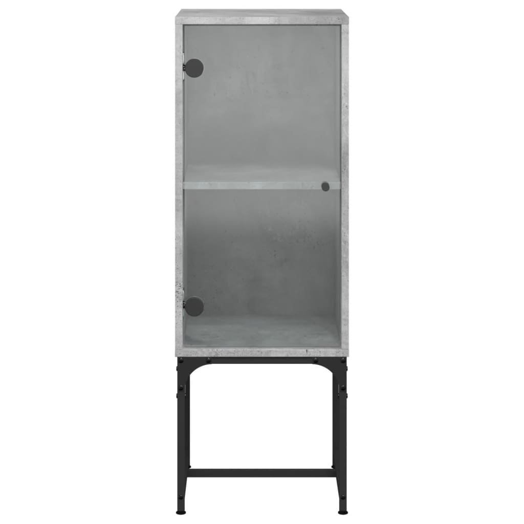 Beistellschrank mit Glastür Betongrau 35x37x100 cm