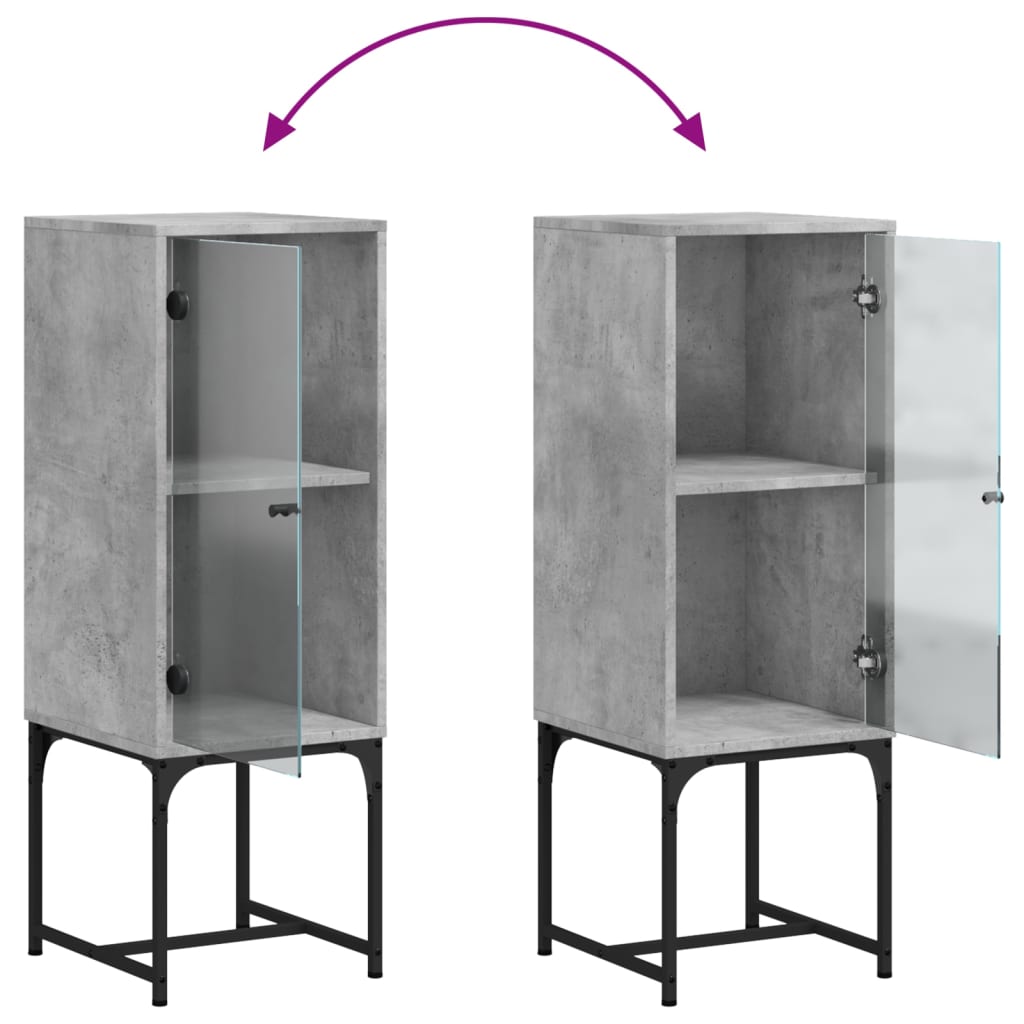 Beistellschrank mit Glastür Betongrau 35x37x100 cm