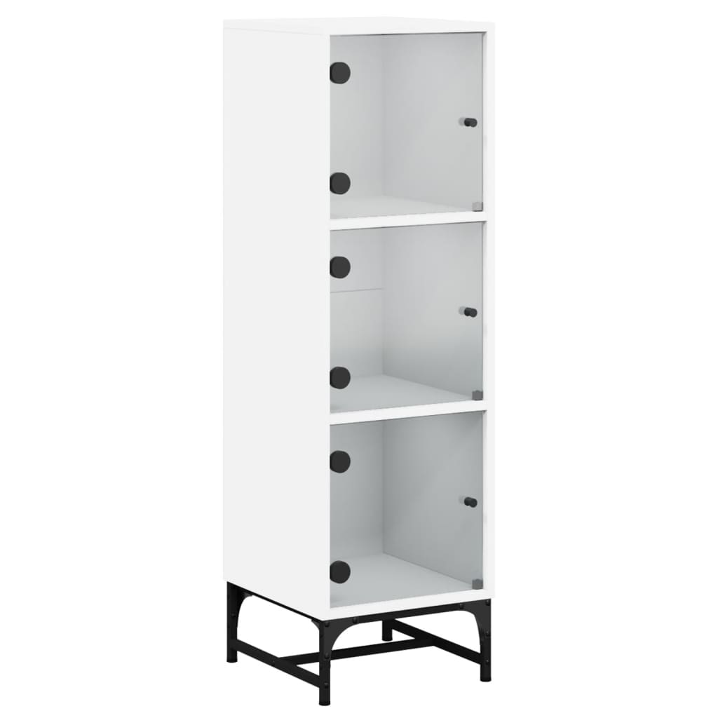 Highboard mit Glastüren Weiß 35x37x120 cm