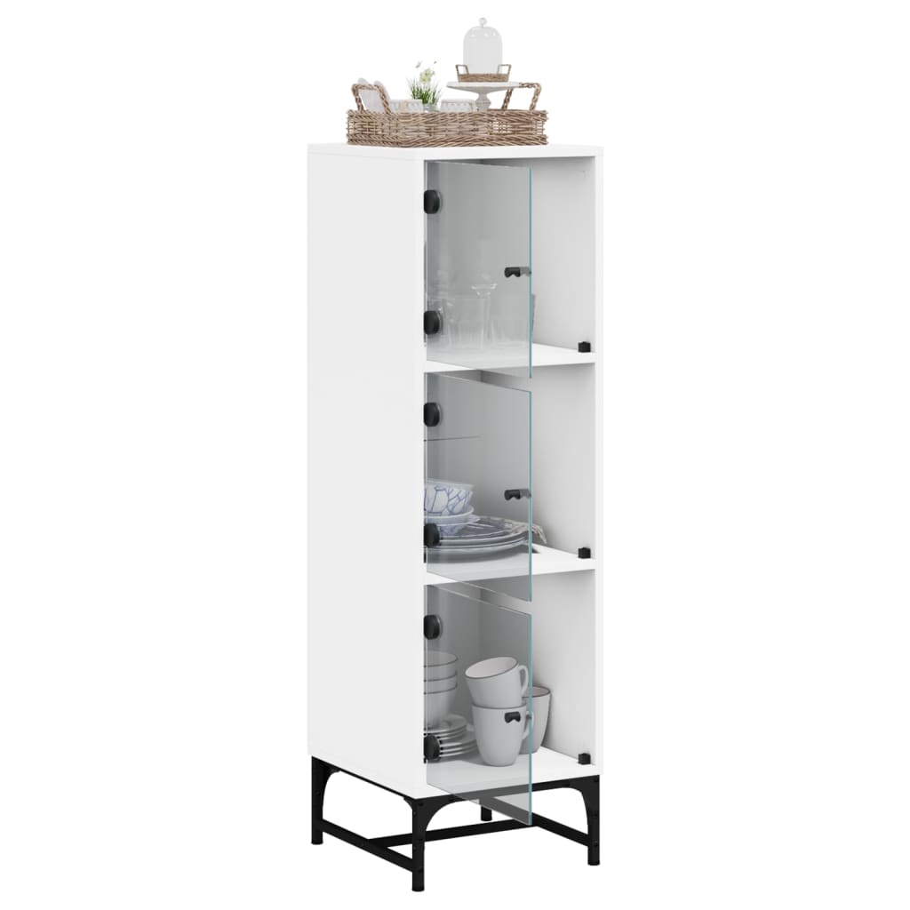 Highboard mit Glastüren Weiß 35x37x120 cm