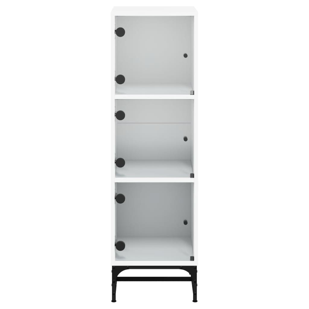Highboard mit Glastüren Weiß 35x37x120 cm