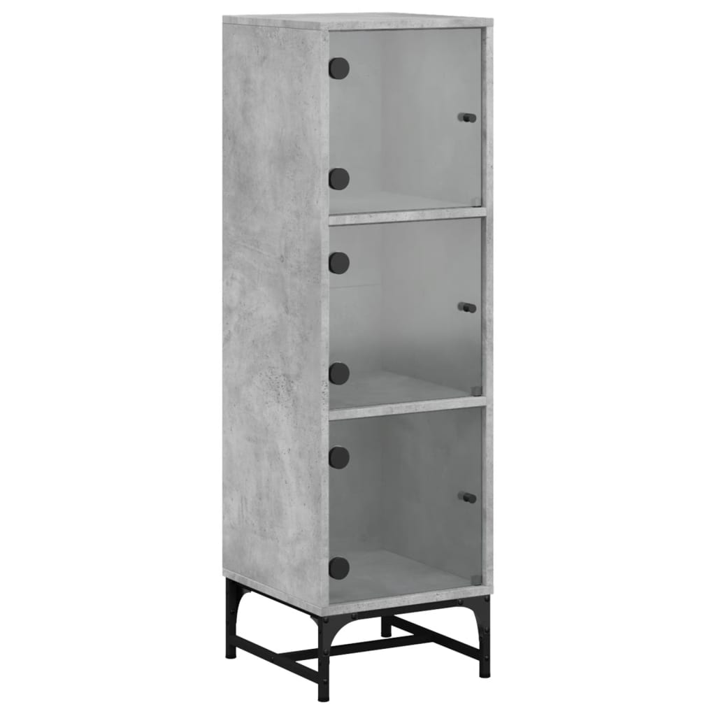 Highboard mit Glastüren Betongrau 35x37x120 cm