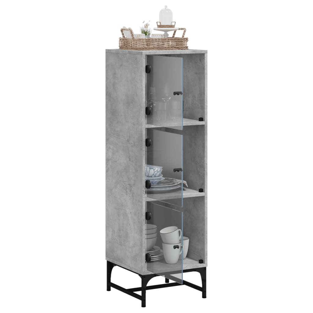 Highboard mit Glastüren Betongrau 35x37x120 cm