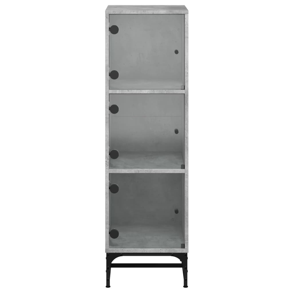 Highboard mit Glastüren Betongrau 35x37x120 cm