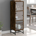 Highboard mit Glastüren Räuchereiche 35x37x120 cm