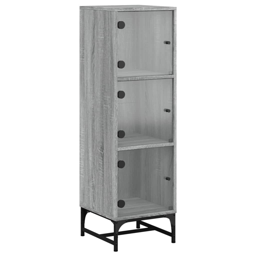 Highboard mit Glastüren Grau Sonoma 35x37x120 cm