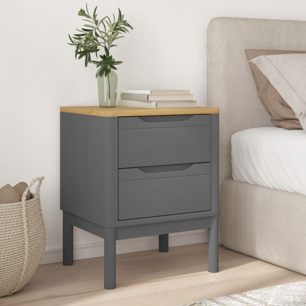 Nachttisch FLORO Grau 45x39x57 cm Massivholz Kiefer