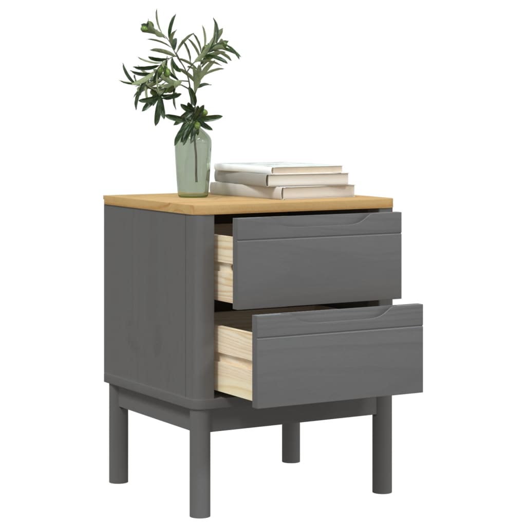 Nachttisch FLORO Grau 45x39x57 cm Massivholz Kiefer