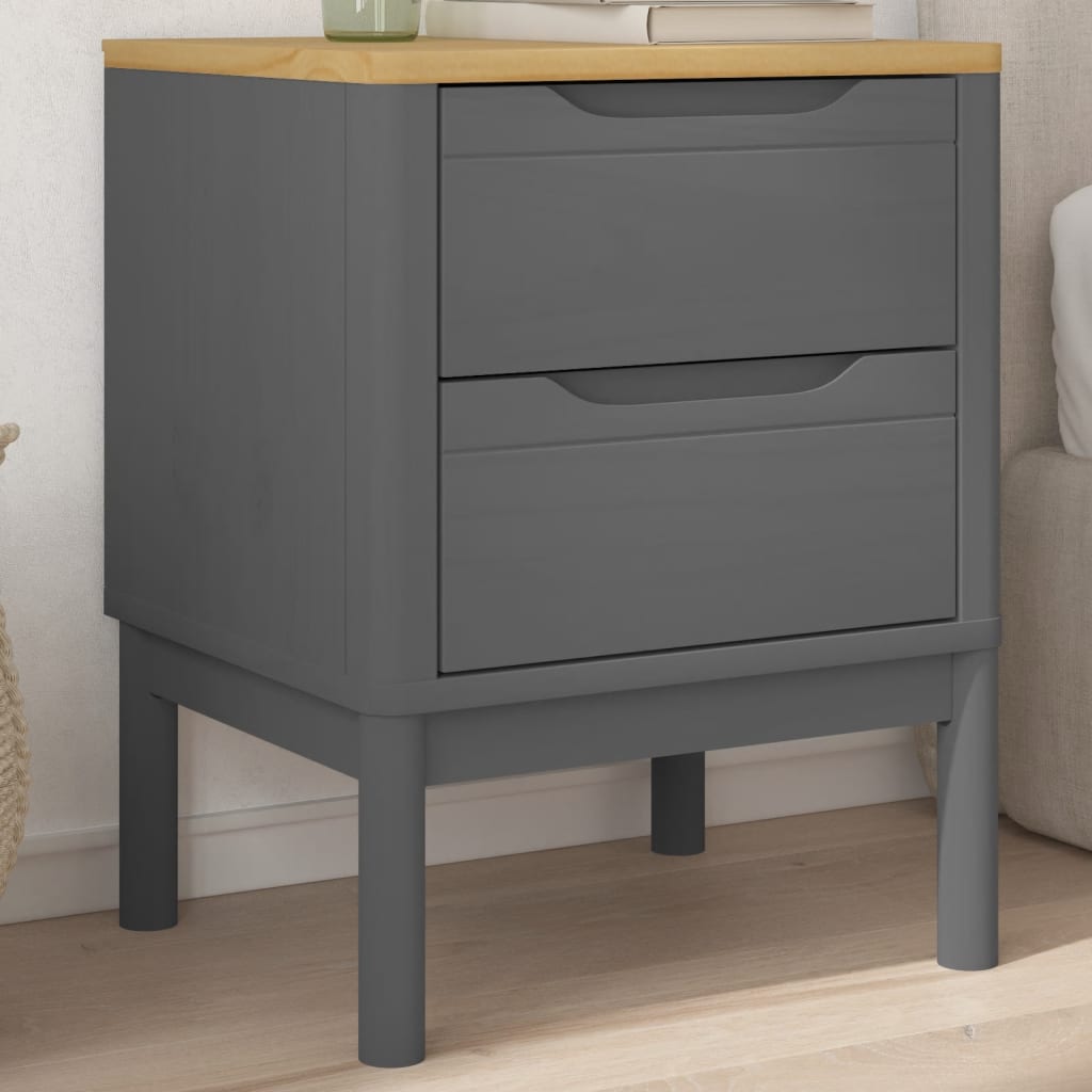 Nachttisch FLORO Grau 45x39x57 cm Massivholz Kiefer