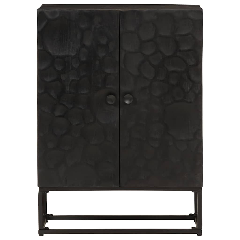 Sideboard Schwarz 55x30x76 cm Massivholz Mango und Eisen