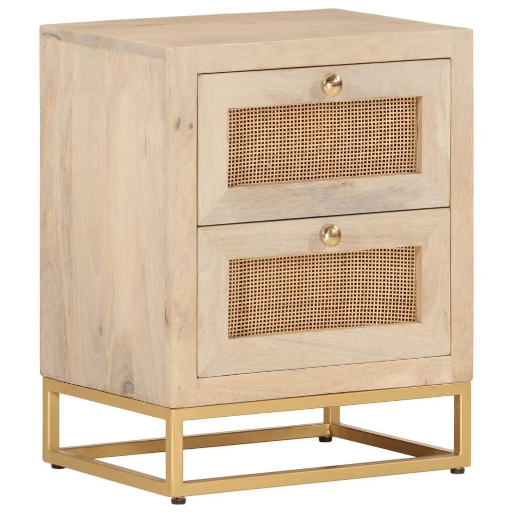 Nachttisch 40x30x50 cm Massivholz Mango und Eisen