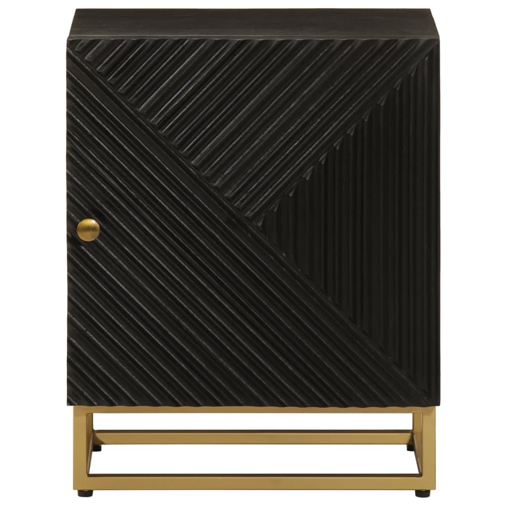 Nachttisch Schwarz 40x30x50 cm Massivholz Mango und Eisen