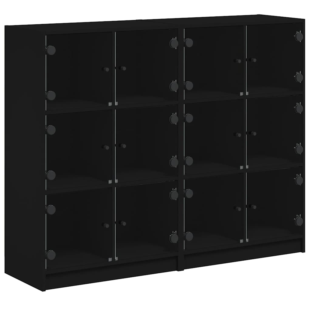 Bücherregal mit Türen Schwarz 136x37x109 cm Holzwerkstoff