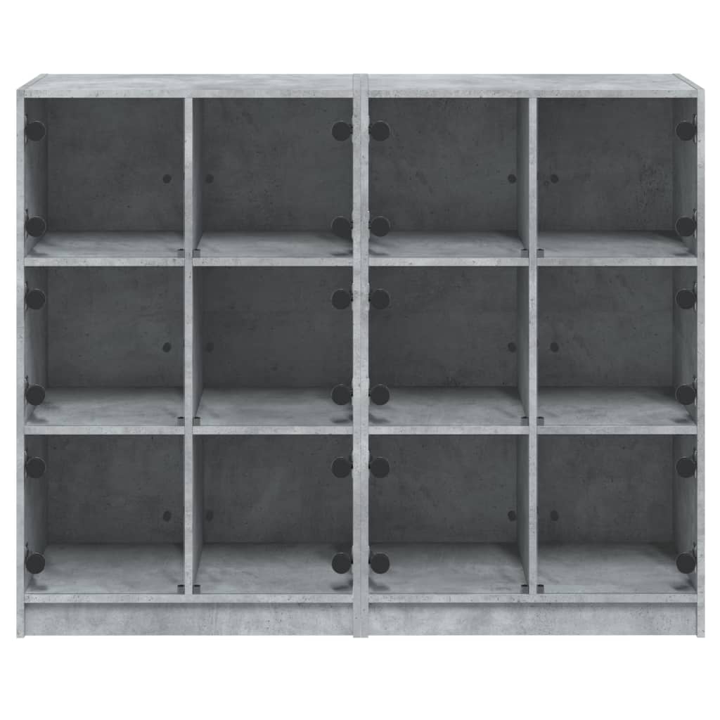 Bücherregal mit Türen Betongrau 136x37x109 cm Holzwerkstoff
