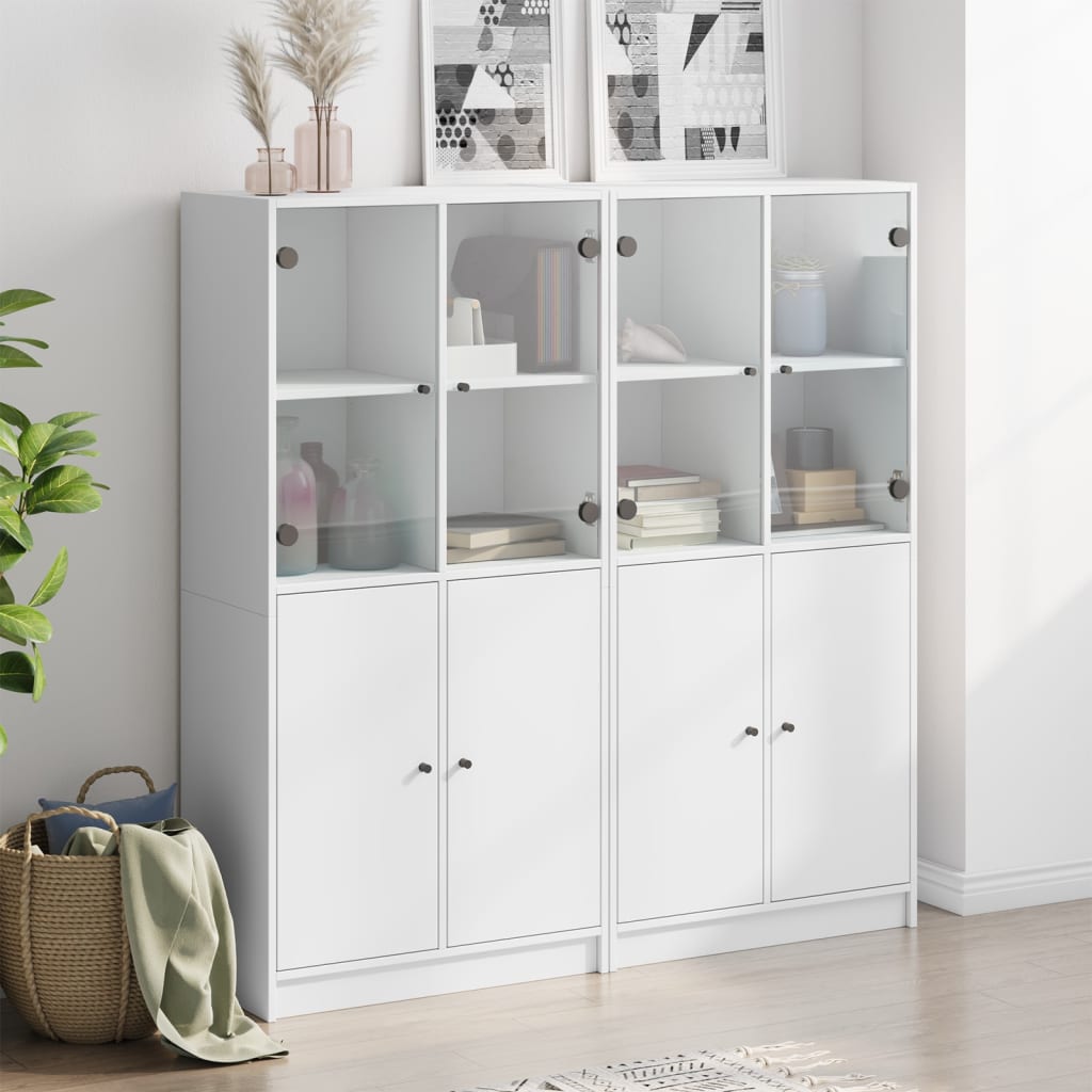 Bücherschrank mit Türen Weiß 136x37x142 cm Holzwerkstoff