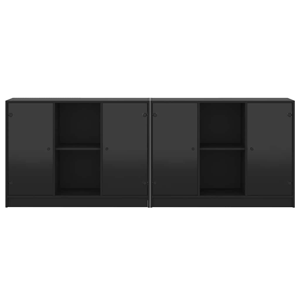 Bücherschrank mit Türen Schwarz 204x37x75 cm Holzwerkstoff