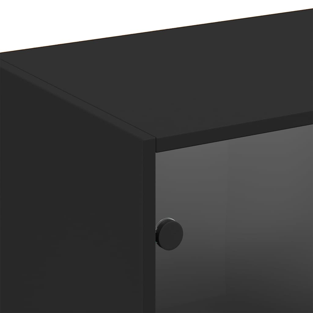Bücherschrank mit Türen Schwarz 204x37x75 cm Holzwerkstoff