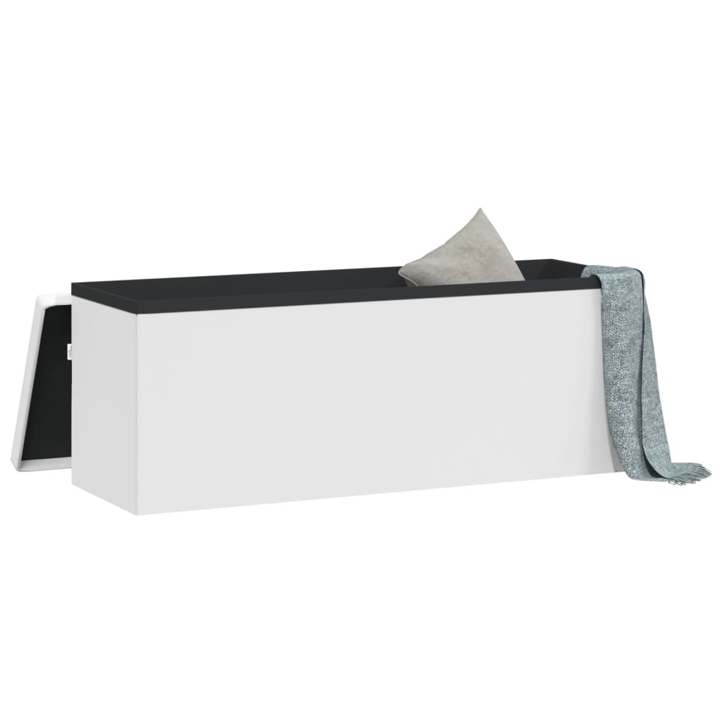 Sitzbank mit Stauraum Faltbar Weiß PVC