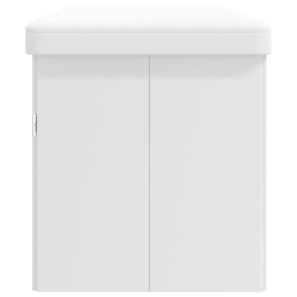 Sitzbank mit Stauraum Faltbar Weiß PVC