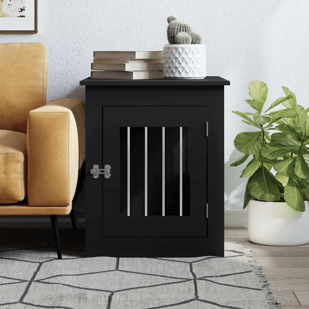 Hundekäfig im Möbelstil Schwarz 55x75x65 cm Holzwerkstoff