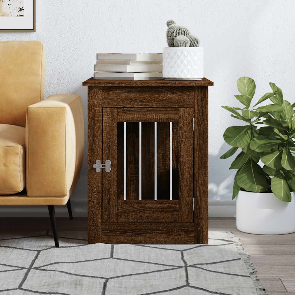 Hundekäfig im Möbelstil Braun Eichen-Optik 55x80x68 cm