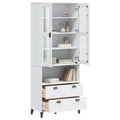Highboard VIKEN Weiß 80x40x200 cm Massivholz Kiefer