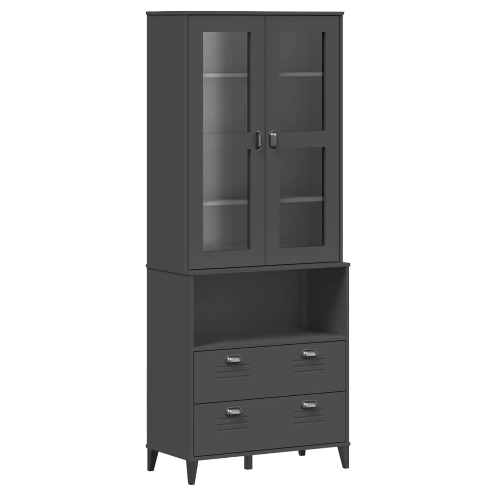 Highboard VIKEN Anthrazit 80x40x200 cm Massivholz Kiefer