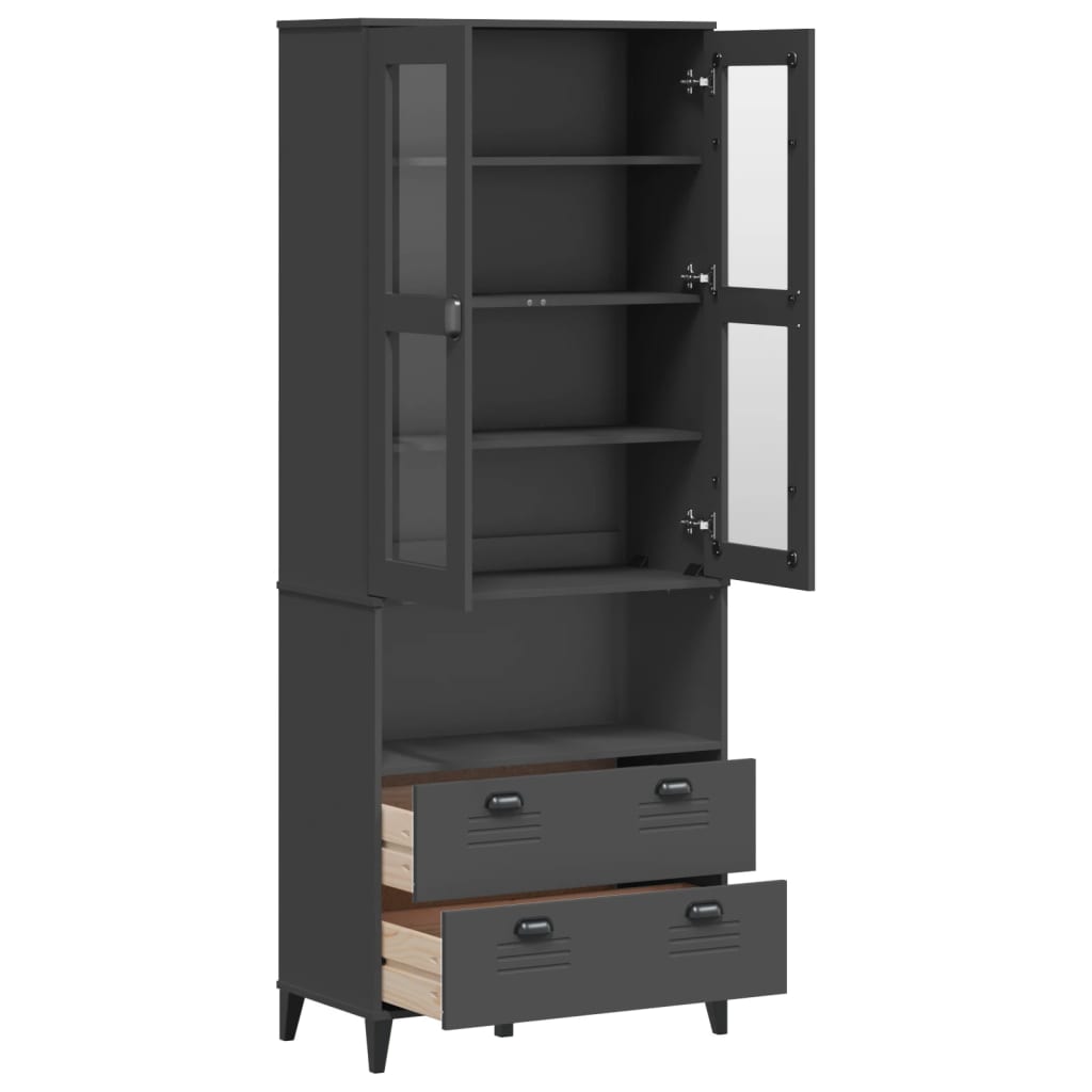 Highboard VIKEN Anthrazit 80x40x200 cm Massivholz Kiefer