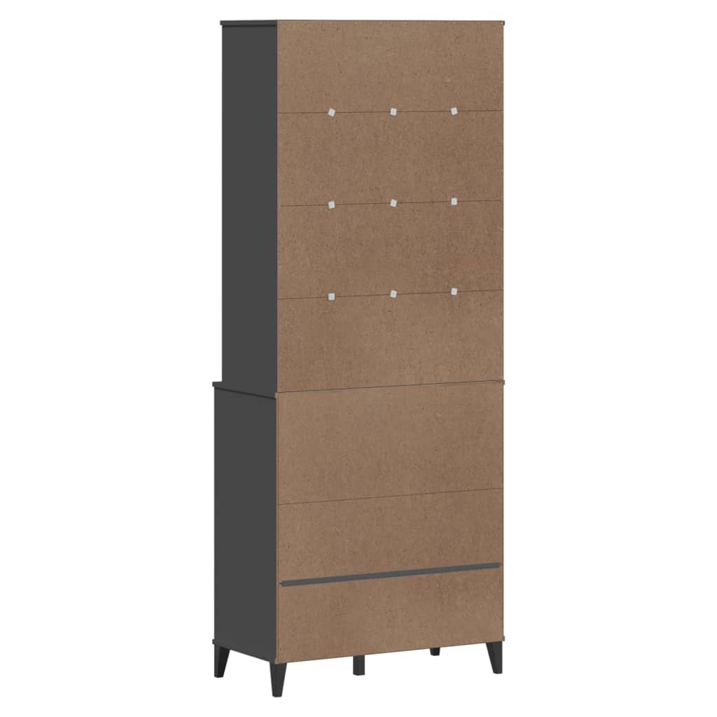Highboard VIKEN Anthrazit 80x40x200 cm Massivholz Kiefer