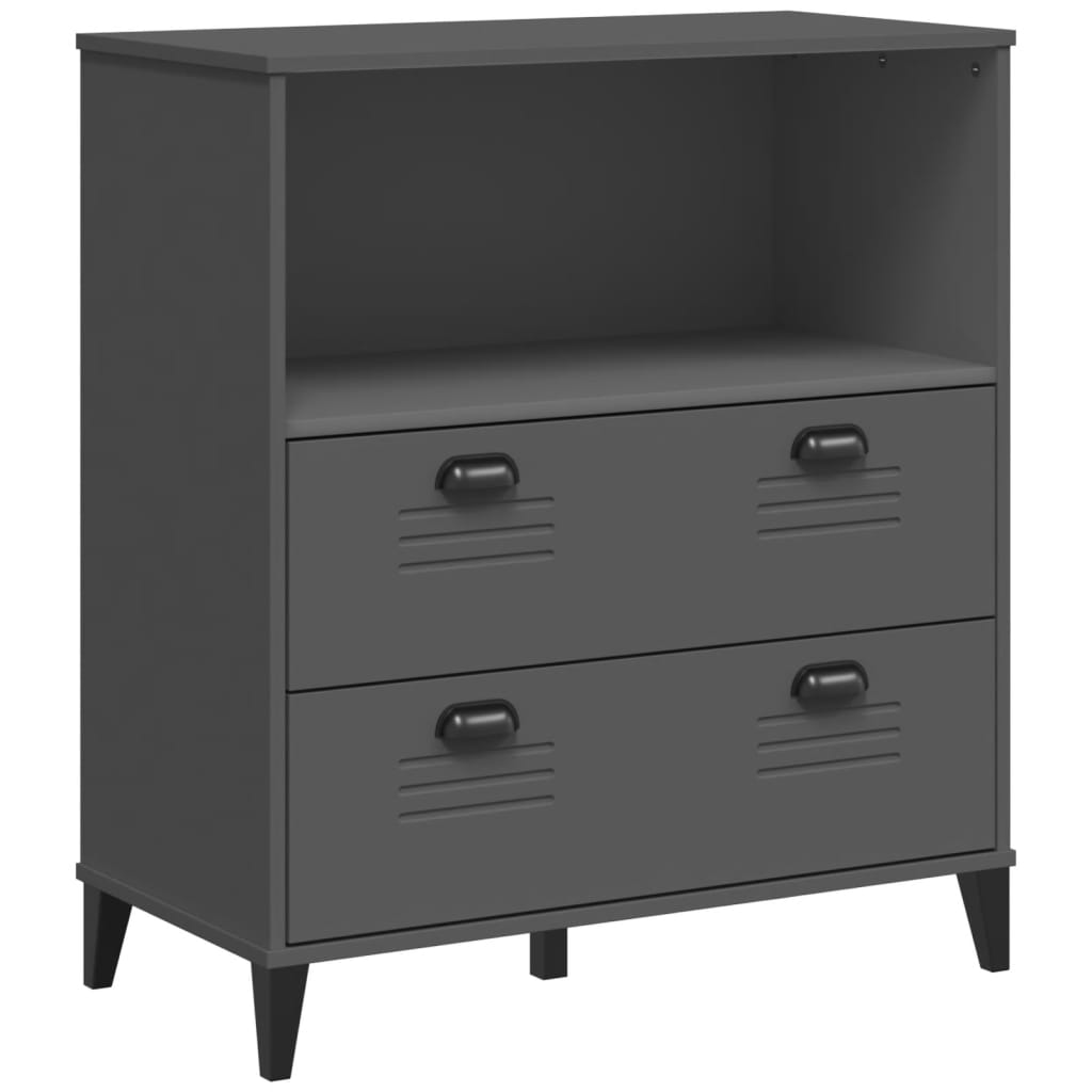 Highboard VIKEN Anthrazit 80x40x200 cm Massivholz Kiefer