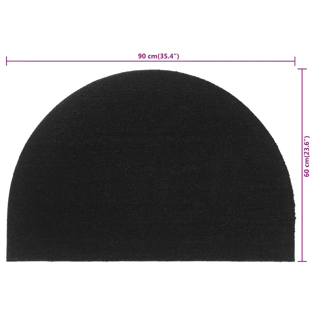 Fußmatte Schwarz Halbrund 60x90 cm Kokosfaser Getuftet