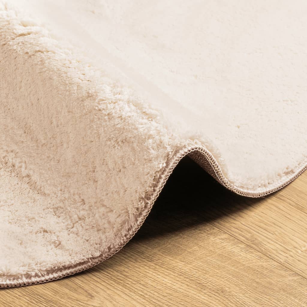 Teppich HUARTE Kurzflor Weich und Waschbar Beige Ø 100 cm