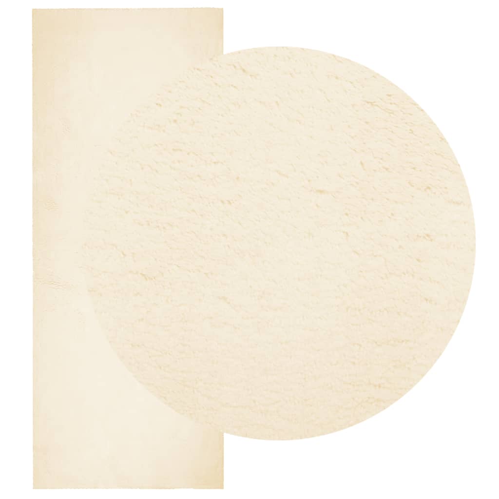 Teppich HUARTE Kurzflor Weich und Waschbar Creme 80x200 cm