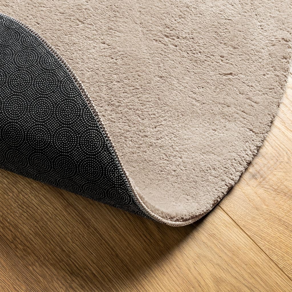 Teppich HUARTE Kurzflor Weich und Waschbar Sandfarben Ø 160 cm
