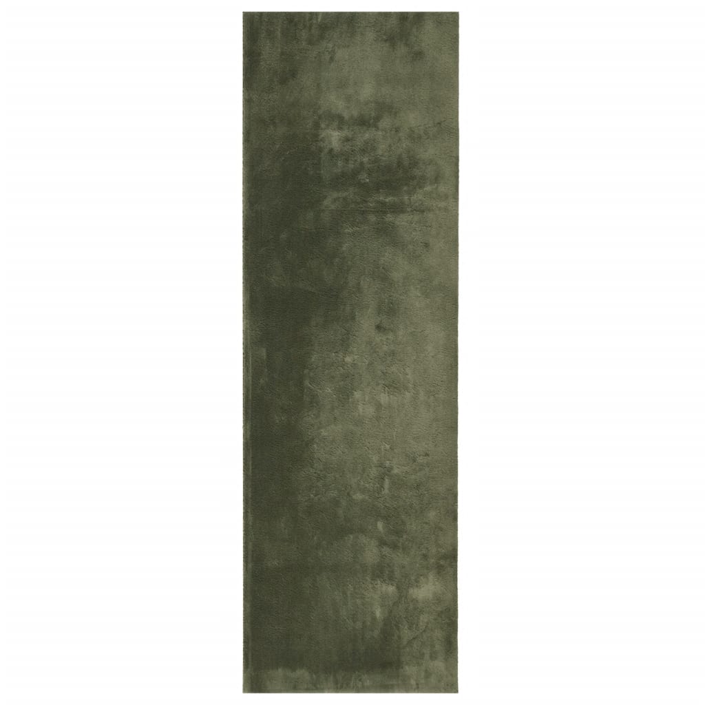 Teppich HUARTE Kurzflor Weich und Waschbar Waldgrün 80x250 cm