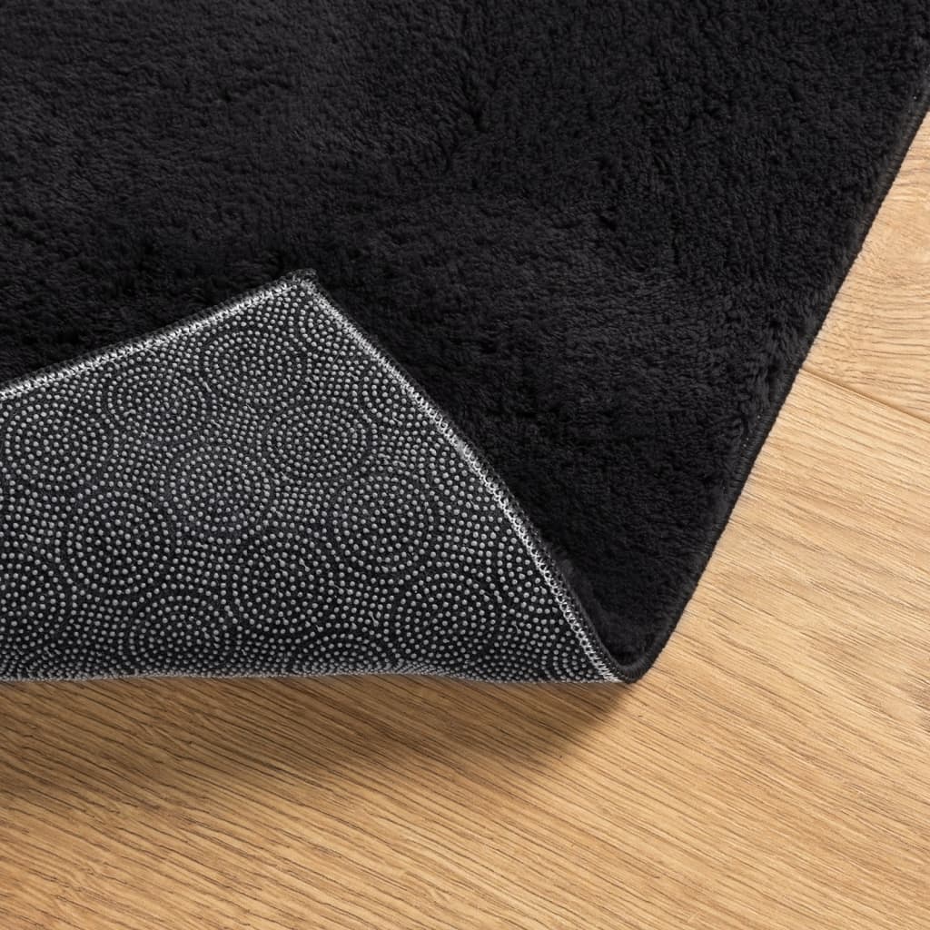 Teppich HUARTE Kurzflor Weich und Waschbar Schwarz 100x200 cm
