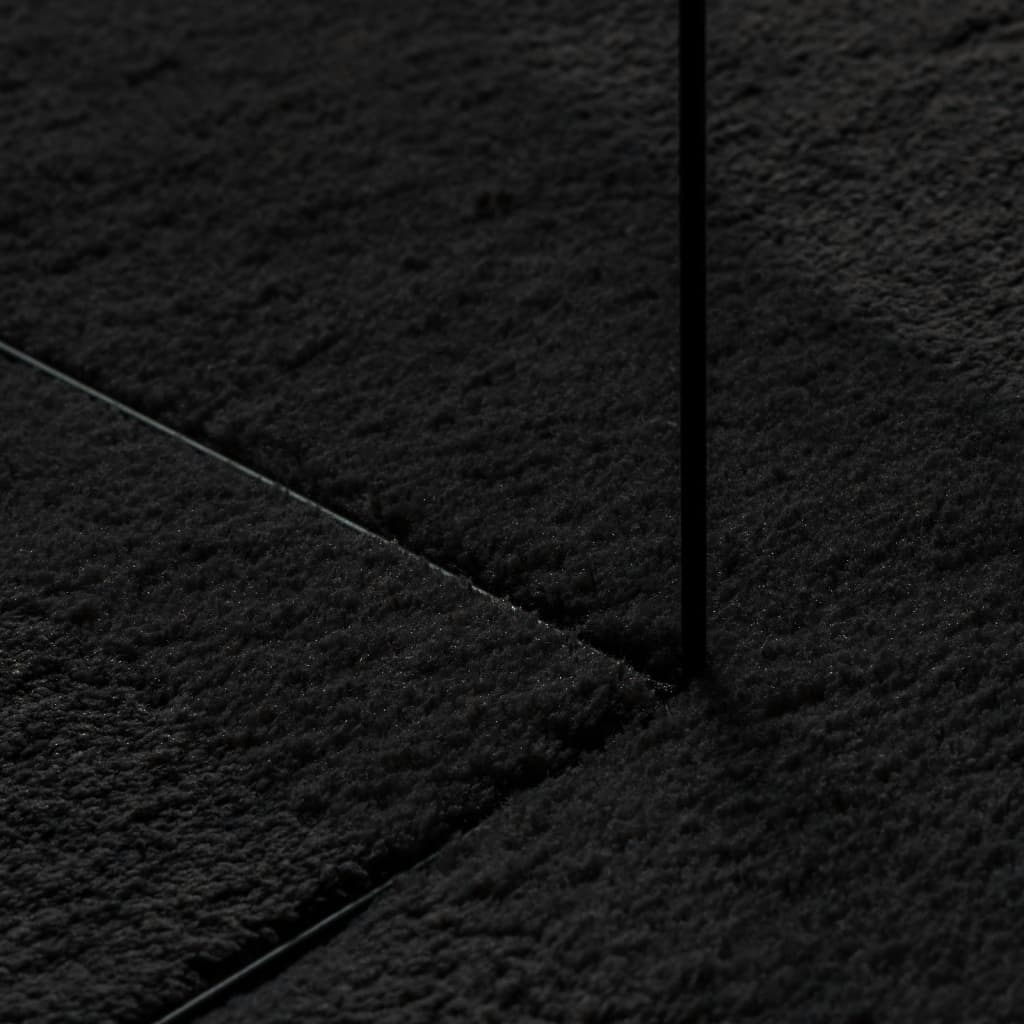 Teppich HUARTE Kurzflor Weich und Waschbar Schwarz 100x200 cm
