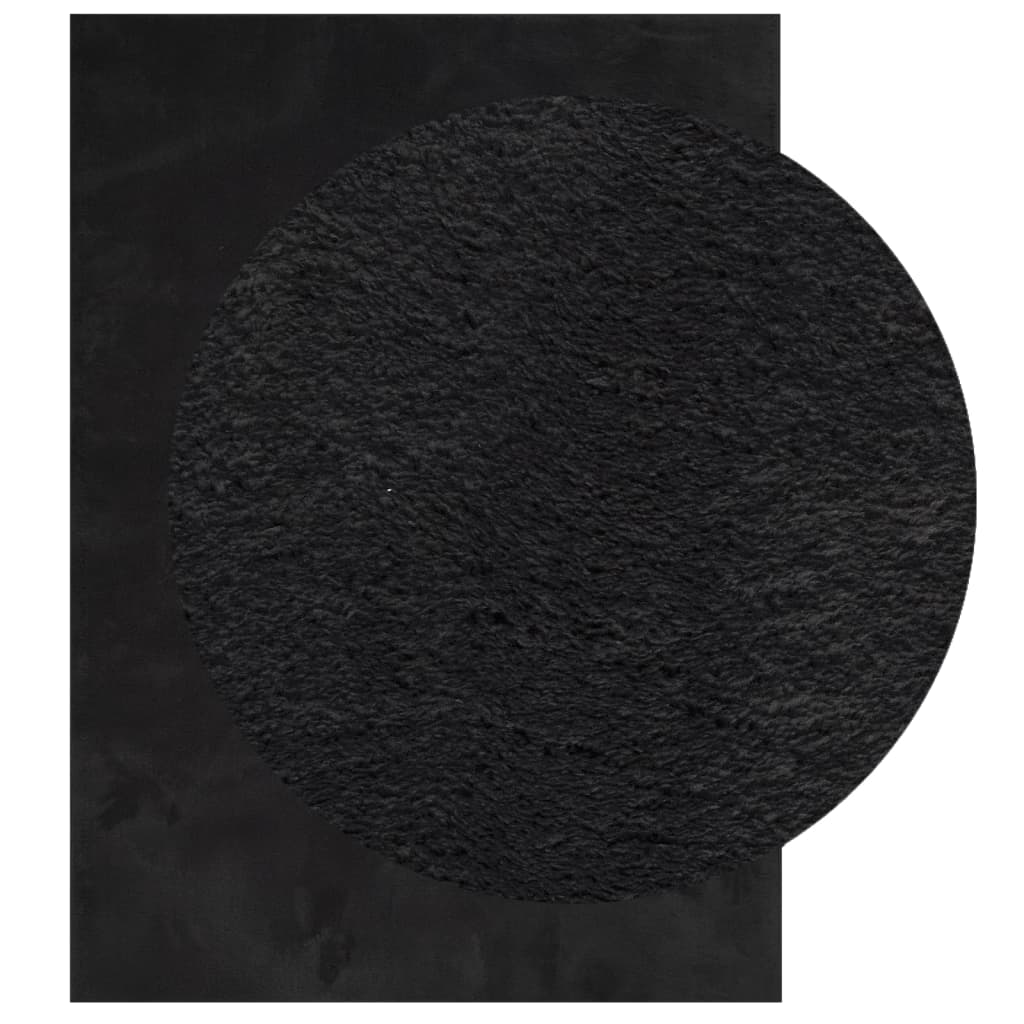 Teppich HUARTE Kurzflor Weich und Waschbar Schwarz 120x170 cm