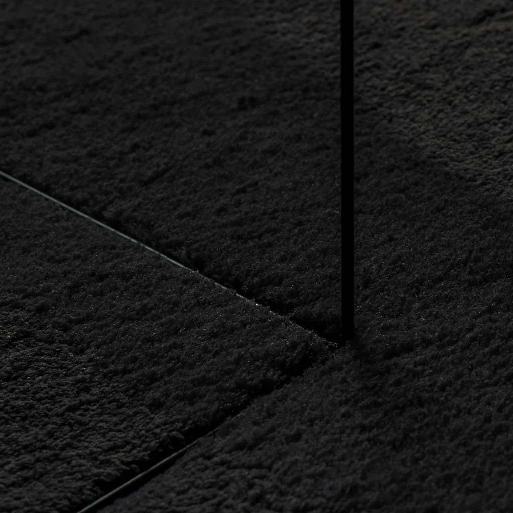Teppich HUARTE Kurzflor Weich und Waschbar Schwarz 140x200 cm