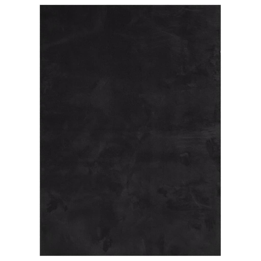 Teppich HUARTE Kurzflor Weich und Waschbar Schwarz 200x280 cm