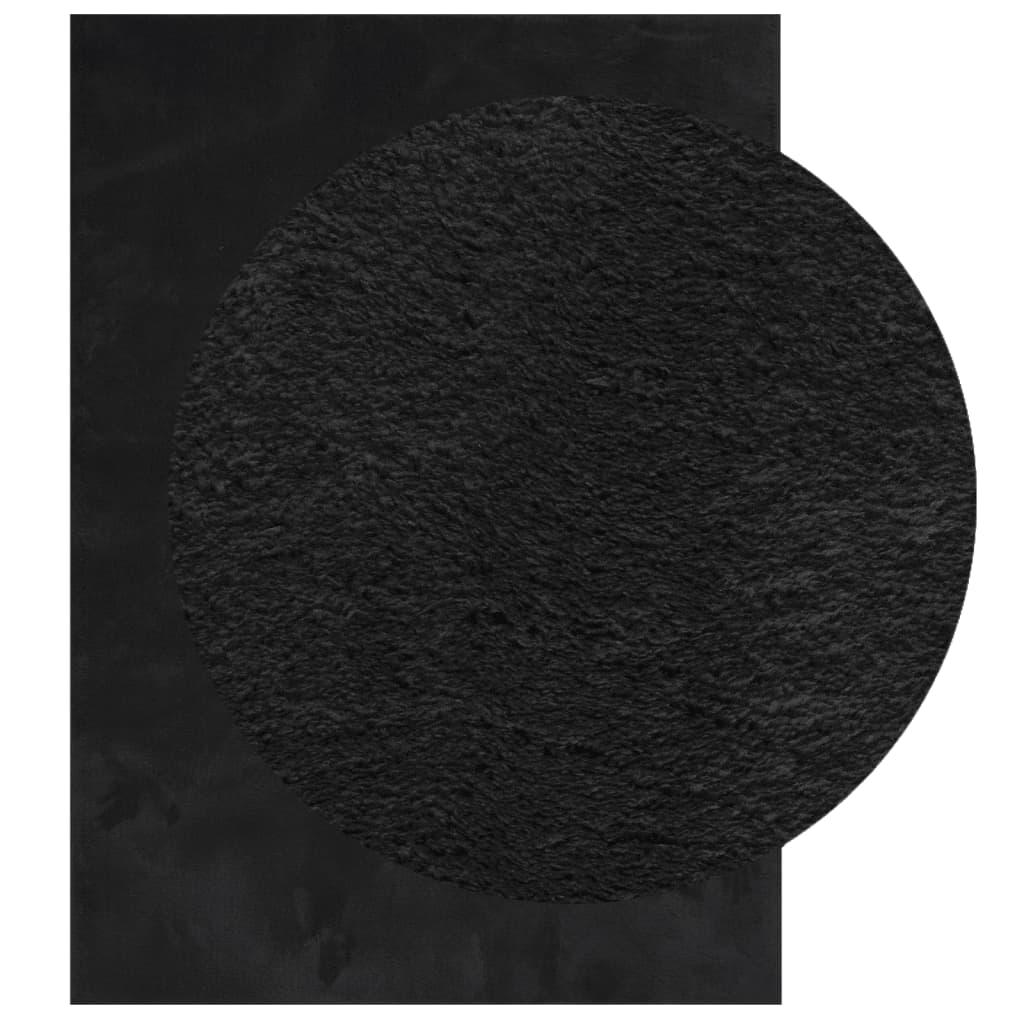 Teppich HUARTE Kurzflor Weich und Waschbar Schwarz 200x280 cm
