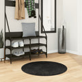 Teppich HUARTE Kurzflor Weich und Waschbar Schwarz Ø 80 cm