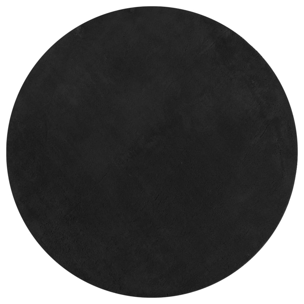 Teppich HUARTE Kurzflor Weich und Waschbar Schwarz Ø 160 cm