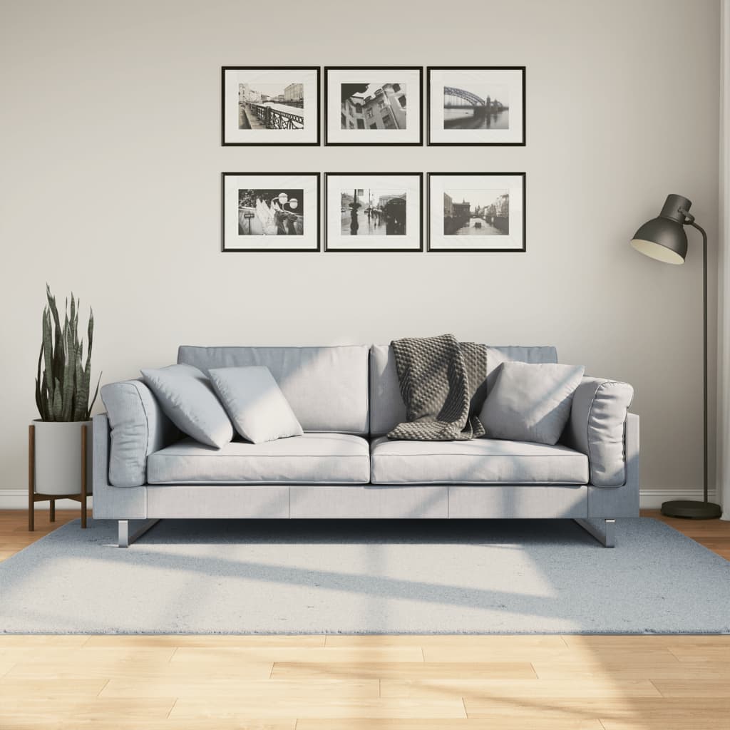 Teppich HUARTE Kurzflor Weich und Waschbar Blau 140x200 cm