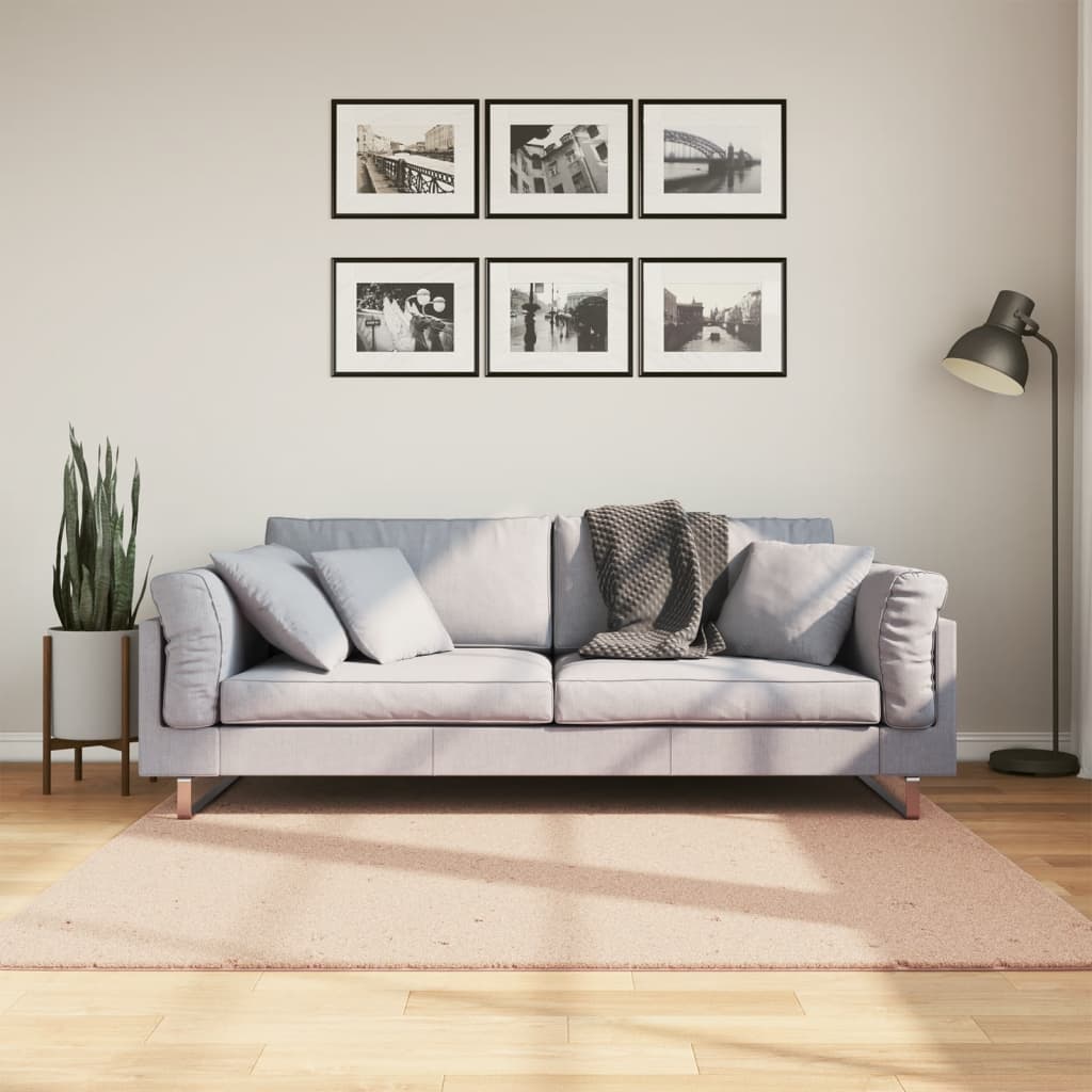 Teppich HUARTE Kurzflor Weich und Waschbar Blassrosa 160x160 cm