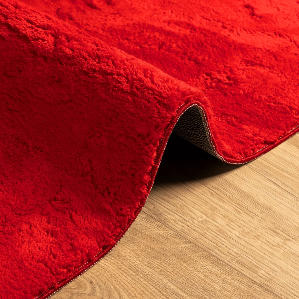 Teppich HUARTE Kurzflor Weich und Waschbar Rot 140x200 cm