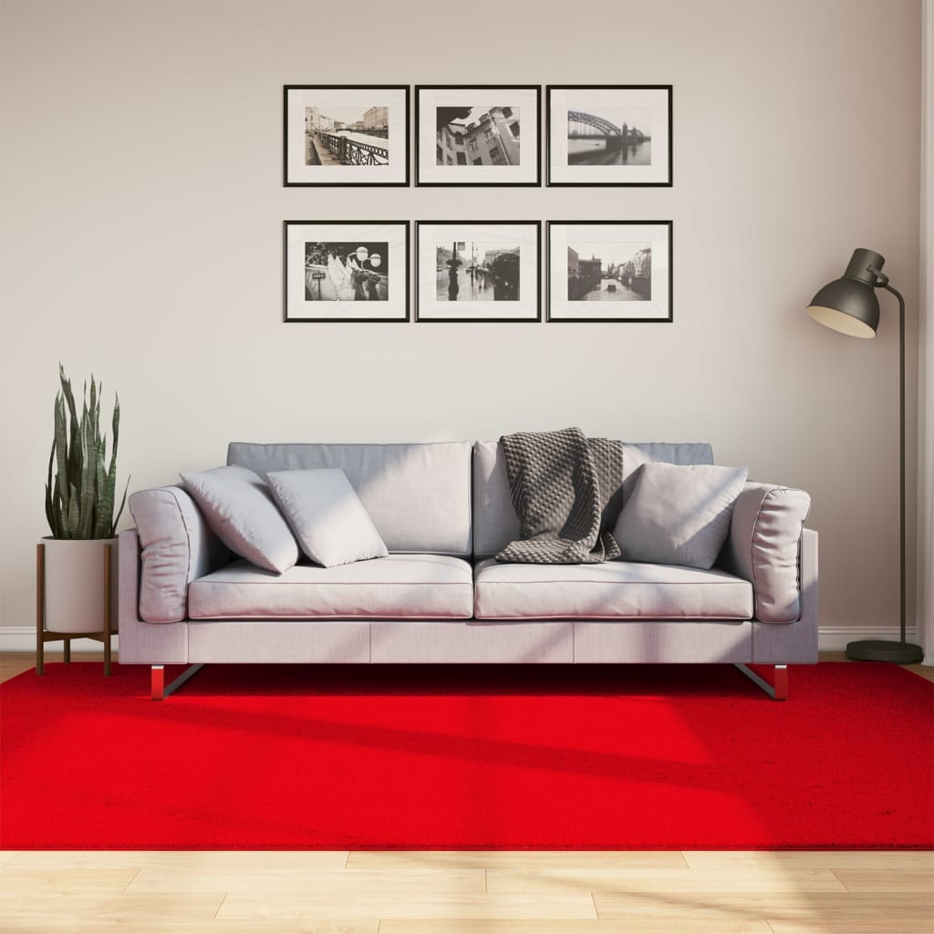 Teppich HUARTE Kurzflor Weich und Waschbar Rot 160x230 cm