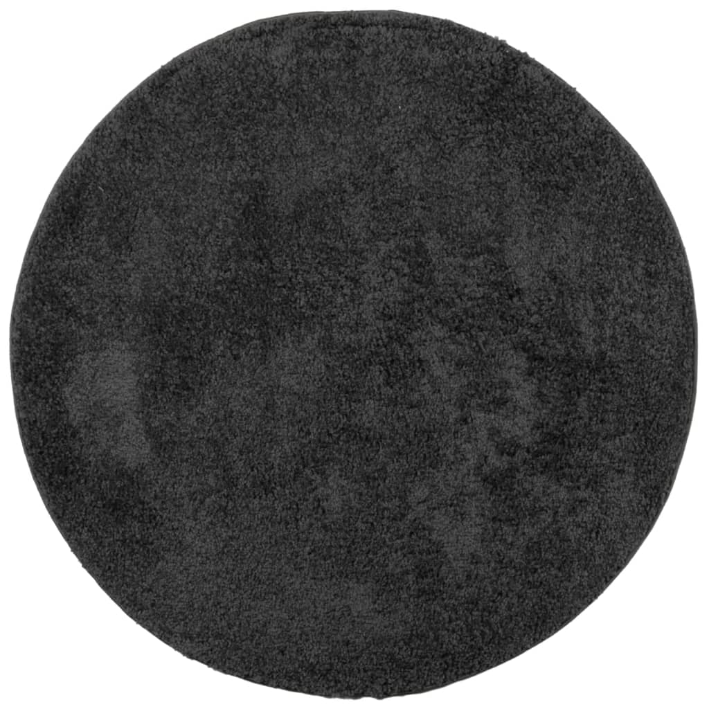 Shaggy-Teppich PAMPLONA Hochflor Modern Anthrazit Ø 80 cm