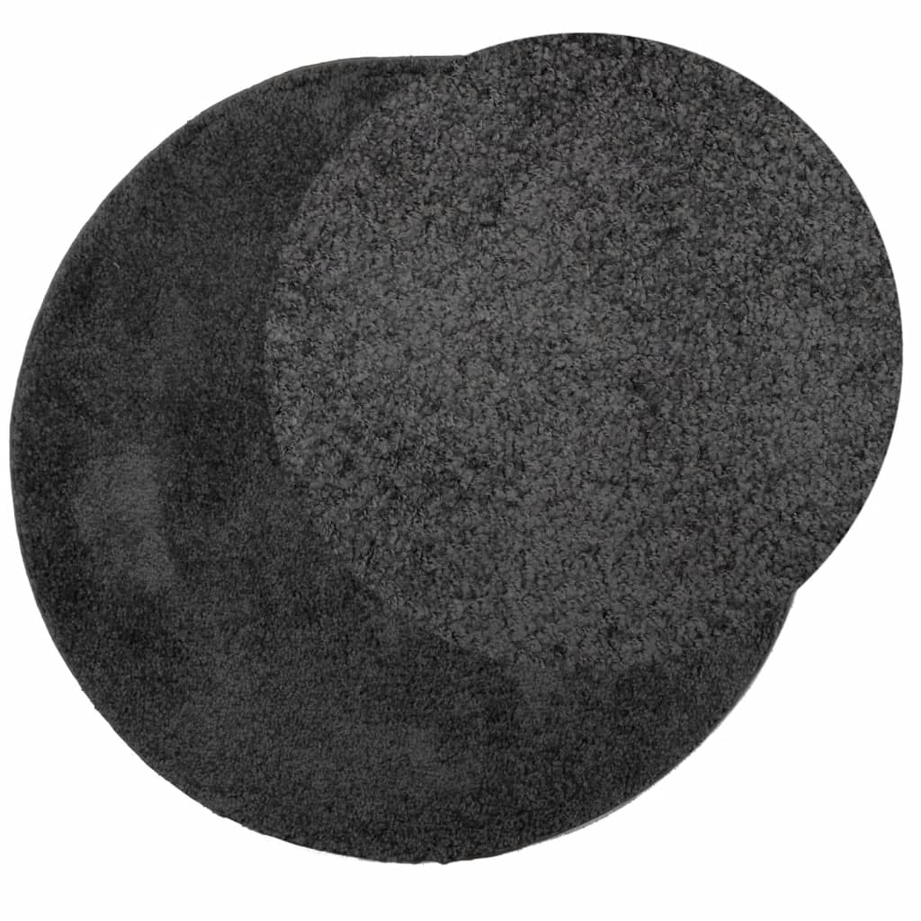 Shaggy-Teppich PAMPLONA Hochflor Modern Anthrazit Ø 80 cm