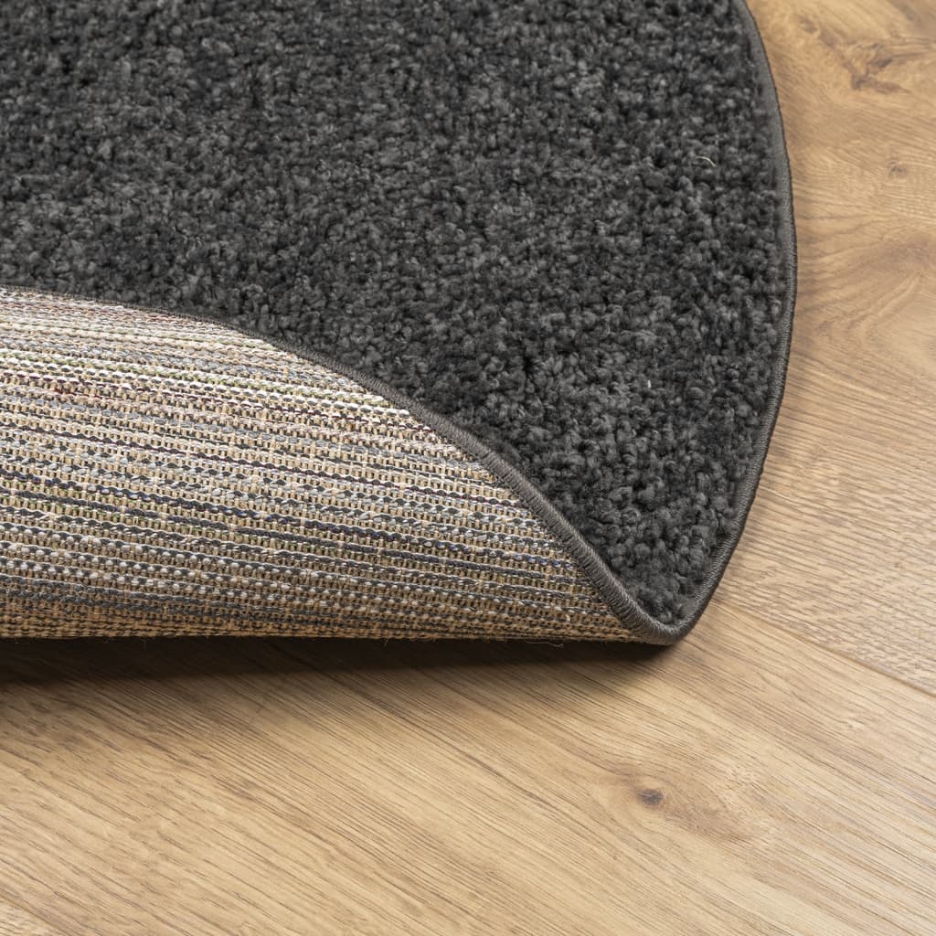 Shaggy-Teppich PAMPLONA Hochflor Modern Anthrazit Ø 80 cm